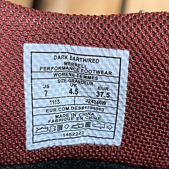 Merrell Azura Waterproof Dark Earth Brown Red Leather Hiking Shoes Womens Size 7 - Picture 11 of 11